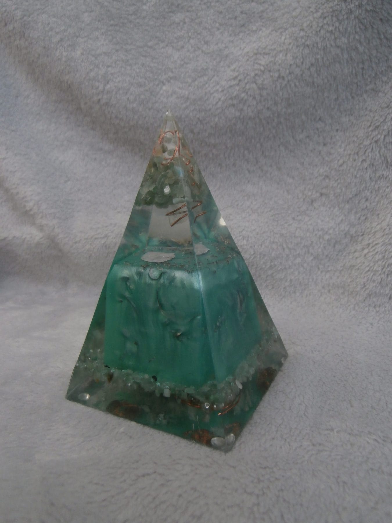 Nubian Orgonite Pyramid (Teal Green Cube)