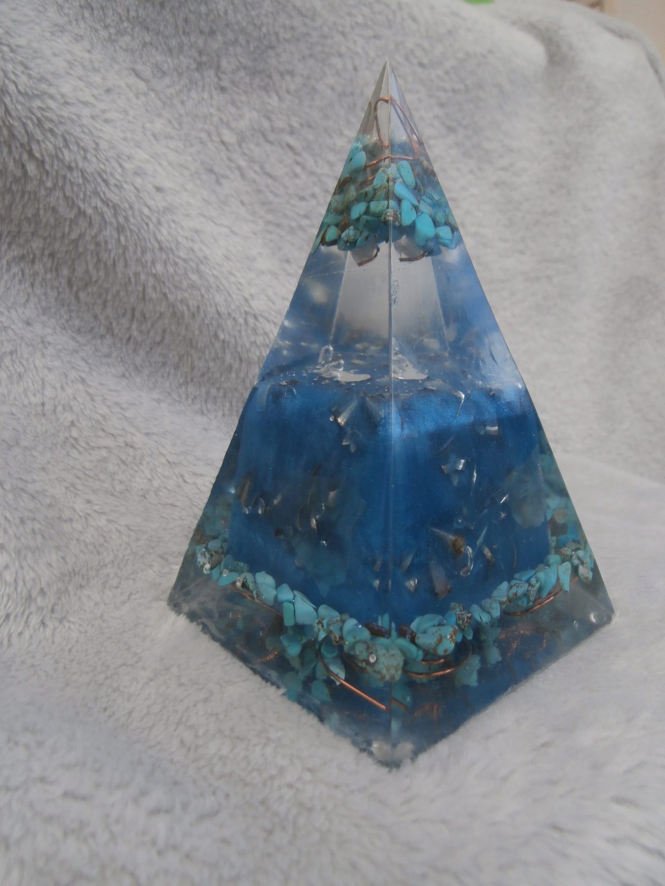 Orgonite Pyramid (Blue Cube with Turquoise)