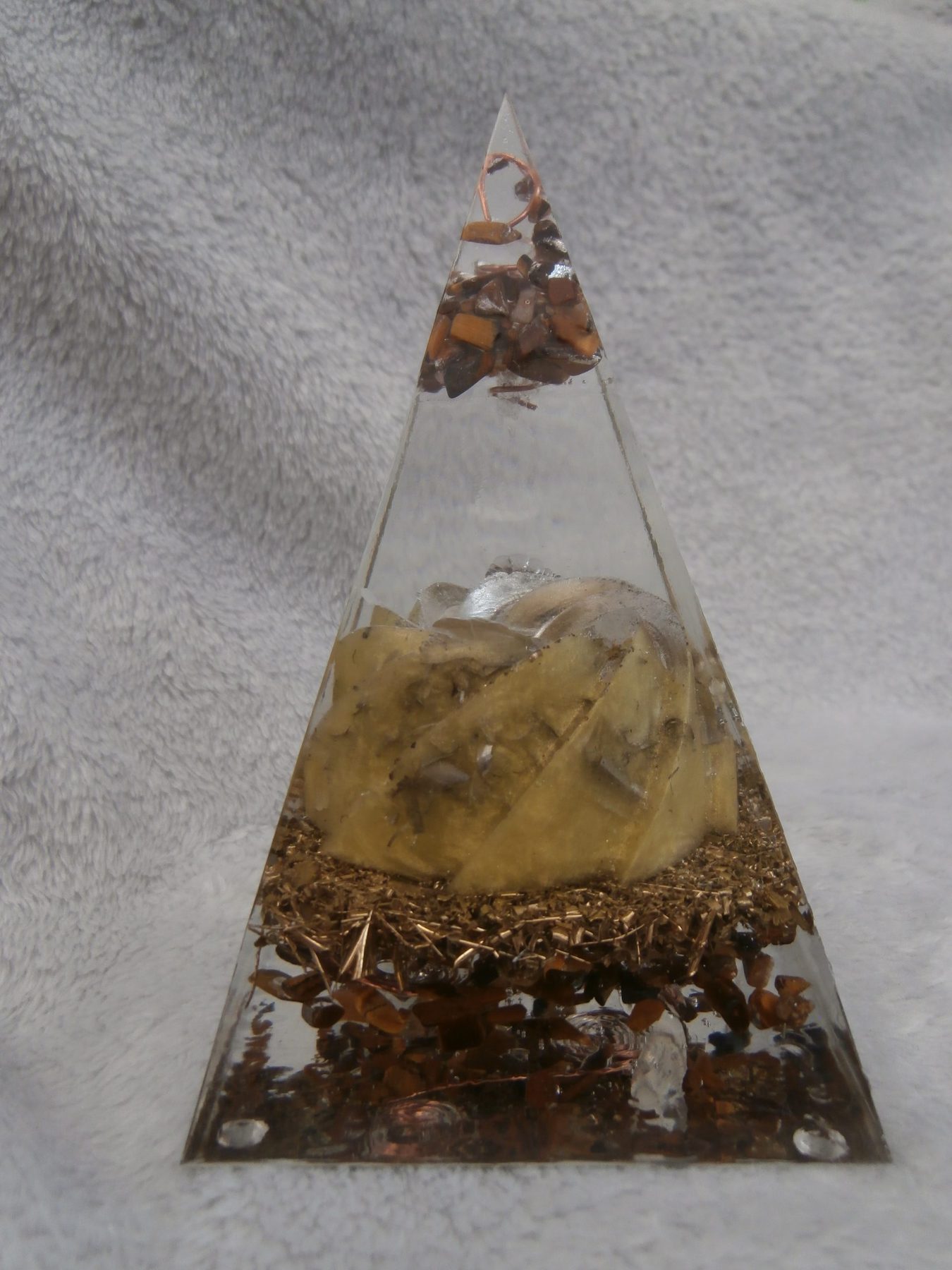Yellow swirl Orgonite Pyramid