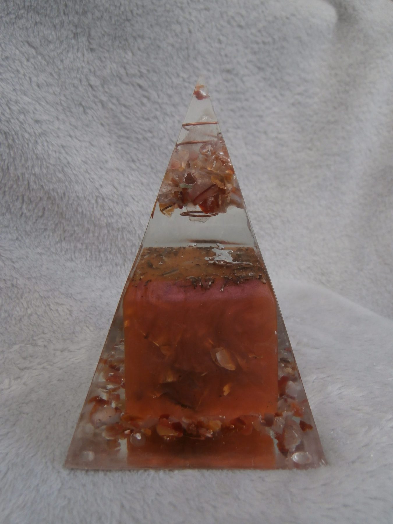 Nubian orgonite pyramid (peachy-orange cube)