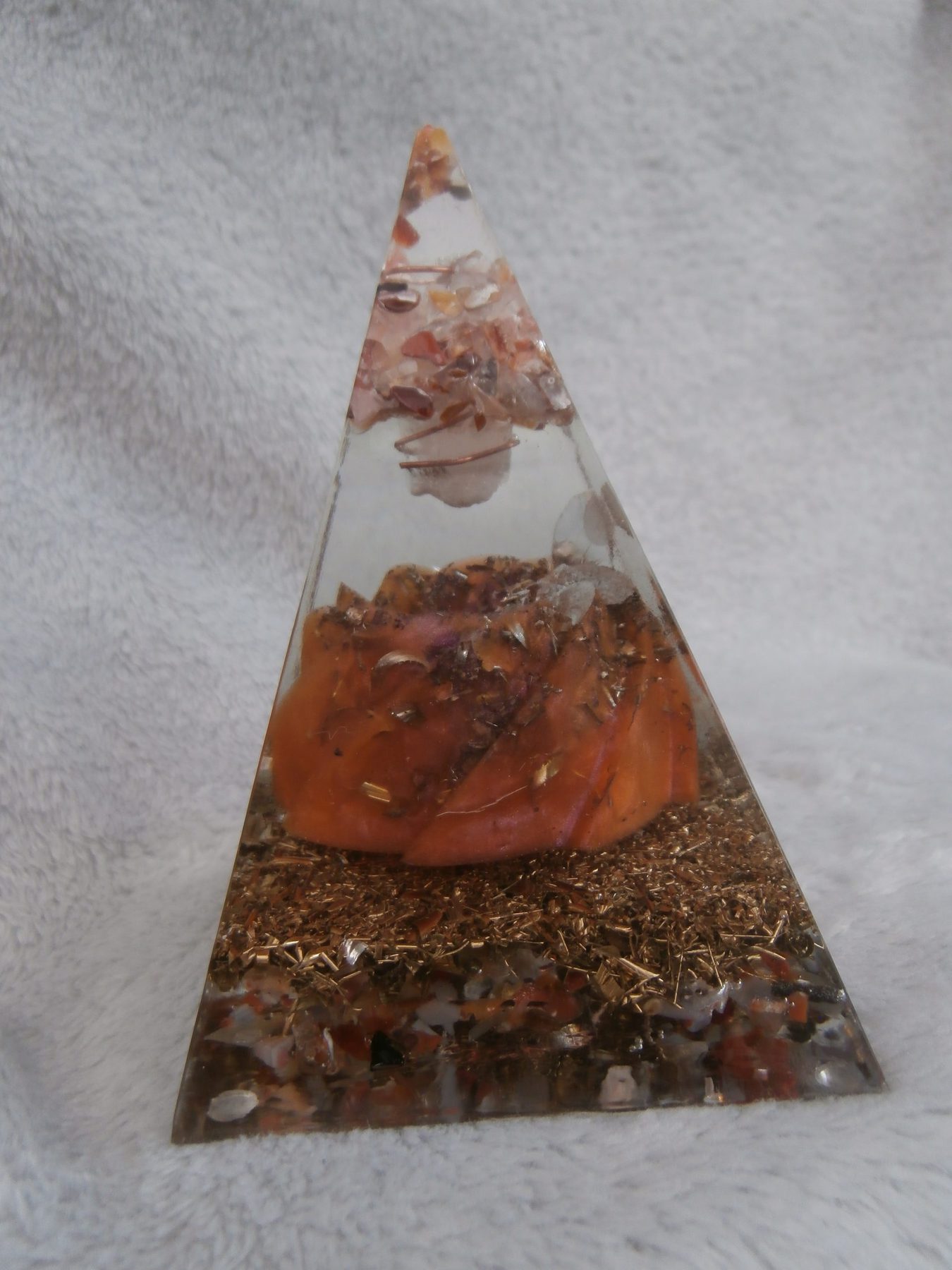 Peachy-Orange Orgonite Pyramid (swirl)