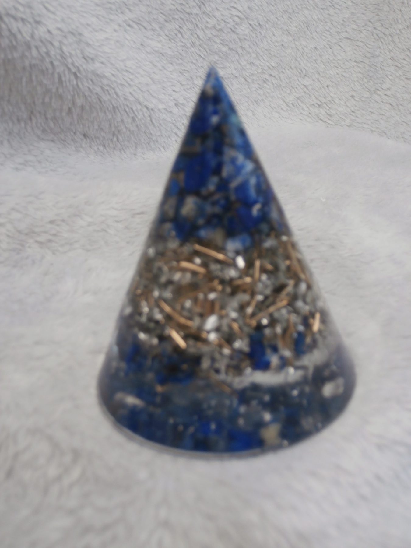 Lapis Lazuli & Brass Orgonite Cone