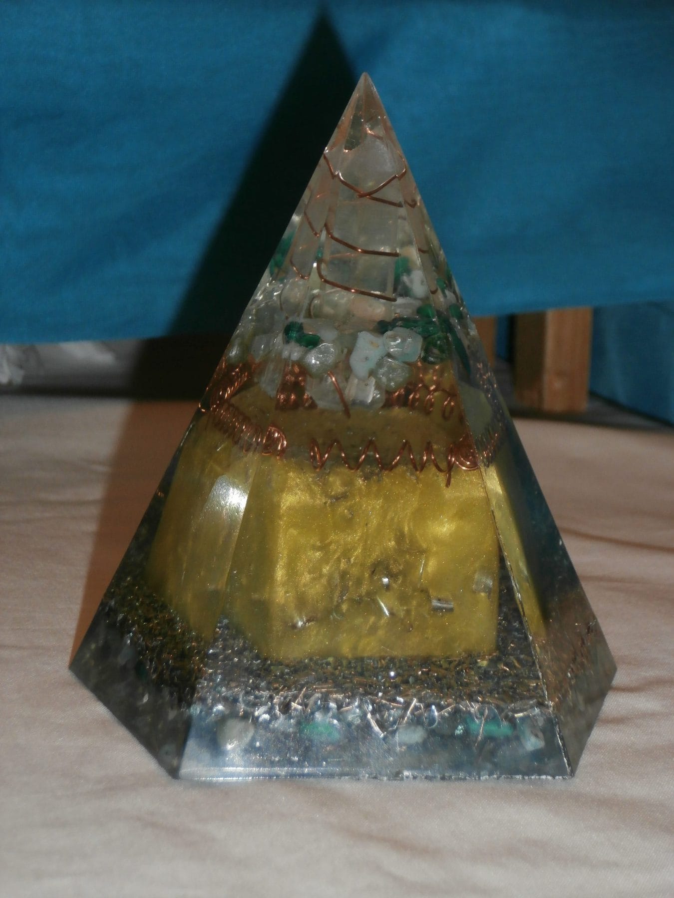 Pentagon Orgonite Pyramid (yellow cube)