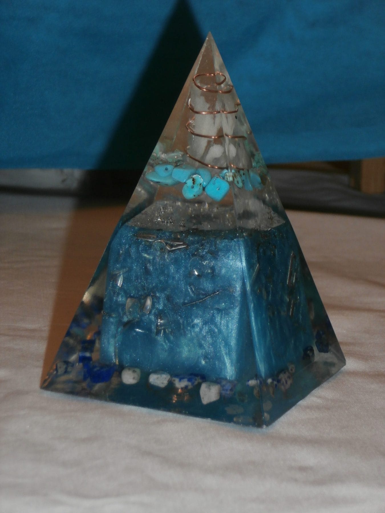 Orgonite Pyramid (Blue Cube with lapis & Turquoise)