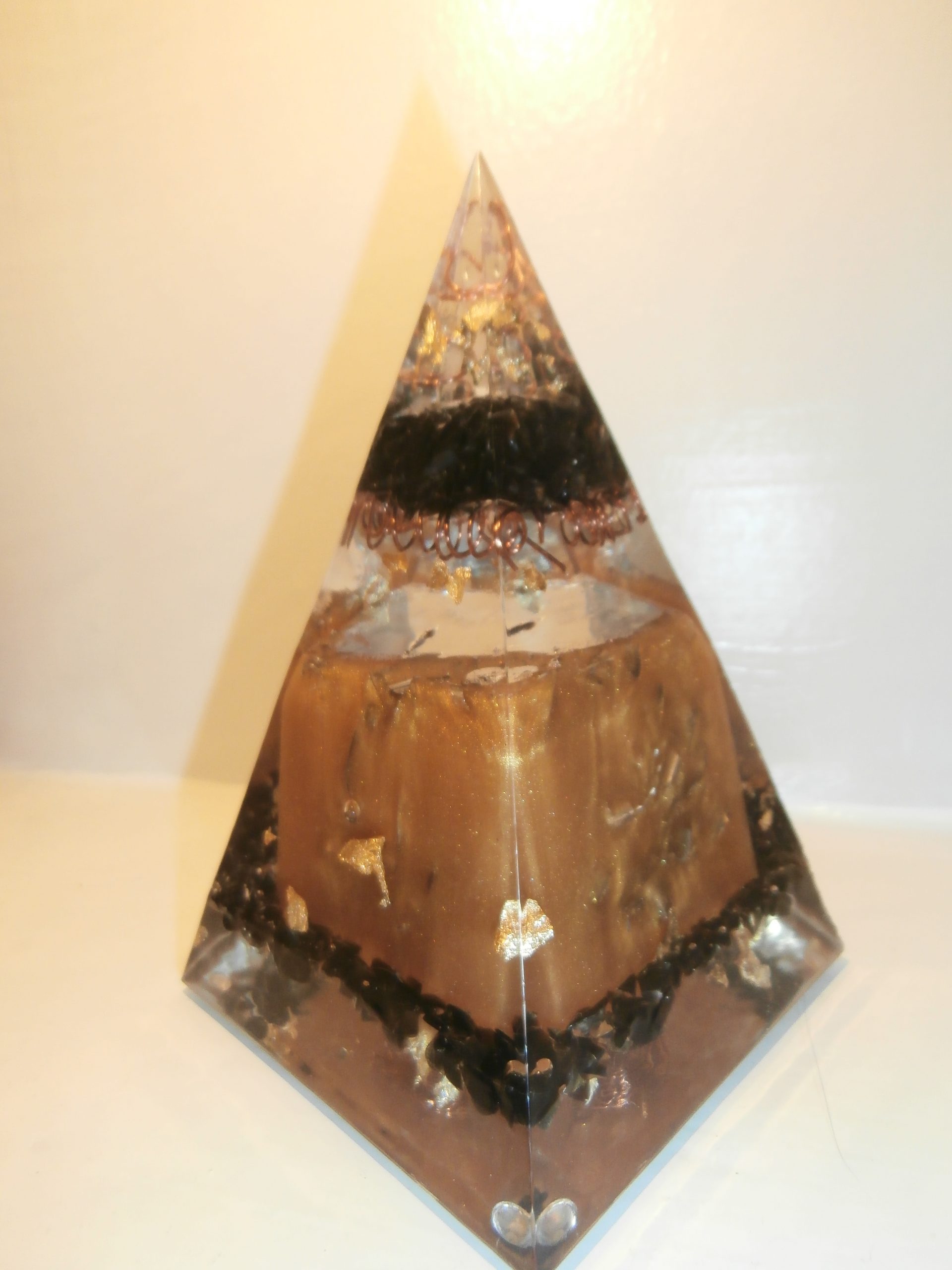 Orgonite Nubian Pyramid (Gold Cube)
